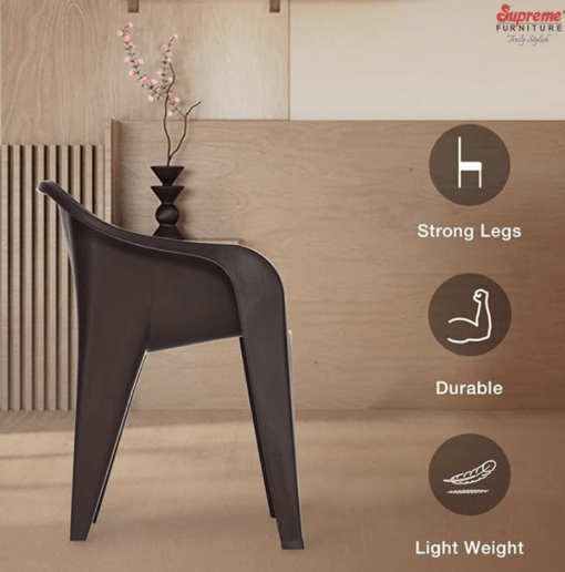 Supreme Futura Plastic Chairs for Home and Office (Set of 6, Wenge) - Image 3